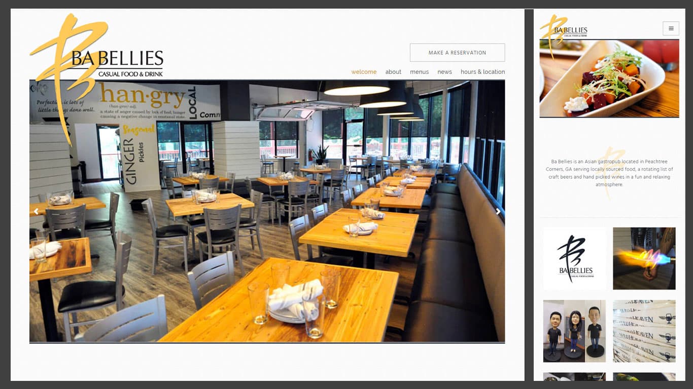Screenshot of the desktop and mobile view of the Ba Bellies website.